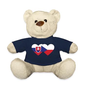 Slowakei Tschechien Flagge Herz - Teddy - French Navy - Vorne