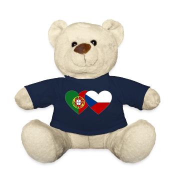 Portugal Tschechien Flagge Herz - Teddy - French Navy - Vorne