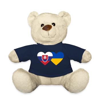 Slowakei Ukraine Flagge Herz - Teddy - French Navy - Vorne