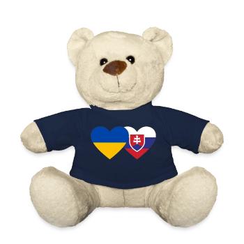 Ukraine Slovakia Flag Heart - Teddy Bear - french navy - Front