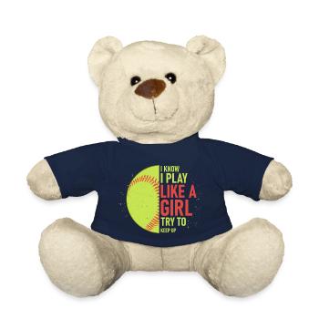 Je sais que je joue comme une fille et j’essaie de suivre le softball - Nounours - bleu marine - Devant