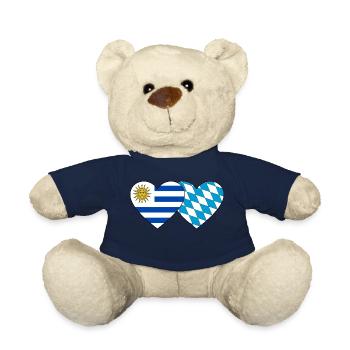 Uruguay Bavaria Flag Heart - Teddy Bear - french navy - Front