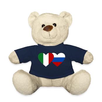 Italie Russie Drapeau Coeur - Nounours - bleu marine - Devant