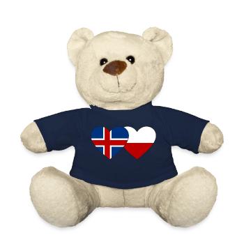 Islande Pologne Drapeau Coeur - Nounours - bleu marine - Devant