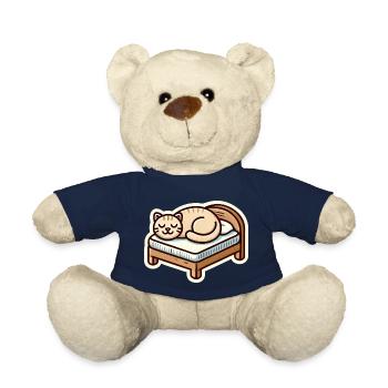 Chat mignon dormant sur le lit - Nounours - bleu marine - Devant