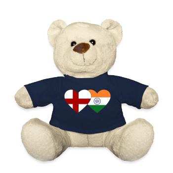 England India Flag Heart - Teddy Bear - french navy - Front