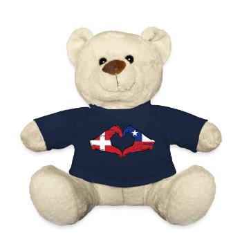 Danemark Chili Drapeau Mains Coeur Forme Utilisé - Nounours - bleu marine - Devant