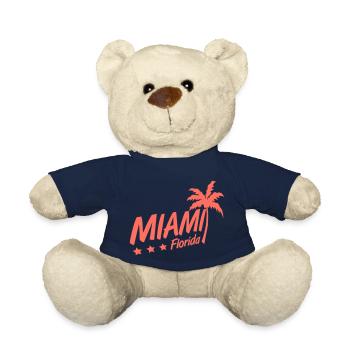Miami États-Unis Palm Trees Beach Sun America Floride Logo - Nounours - bleu marine - Devant