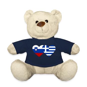 Slovenia Greece Flag Heart - Teddy Bear - french navy - Front