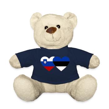 Slowenien Estland Flagge Herz - Teddy - French Navy - Vorne