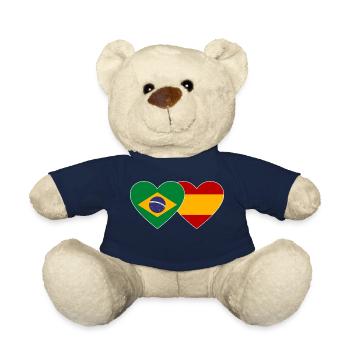 Brésil Espagne Drapeau Coeur - Nounours - bleu marine - Devant