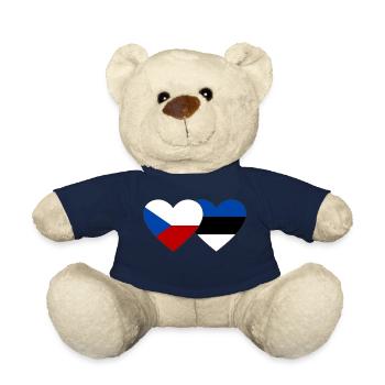 Tschechien Estland Flagge Herz - Teddy - French Navy - Vorne