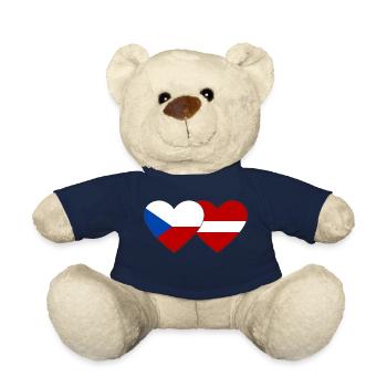 République tchèque Lettonie Drapeau Coeur - Nounours - bleu marine - Devant