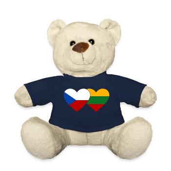 Tschechien Litauen Flagge Herz - Teddy - French Navy - Vorne