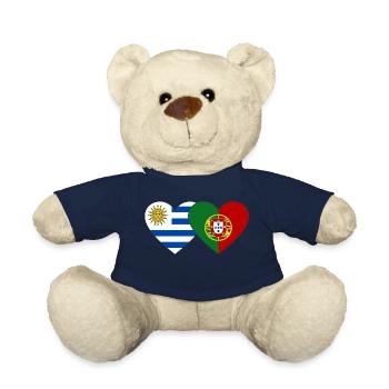Uruguay Portugal Flag Heart - Teddy Bear - french navy - Front