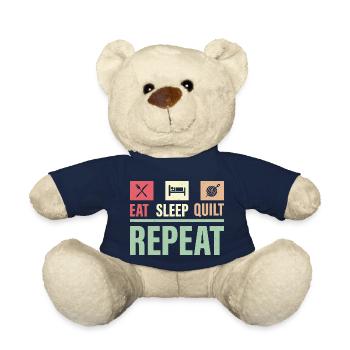 Eat Sleep Quilt Repeat Quilter Quilting Sewing - Teddy Bear - french navy - Front