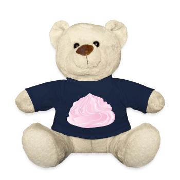 Illustration d’un nappage à la crème rose - Nounours - bleu marine - Devant
