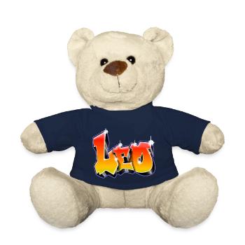 Leo Graffiti red Yellow - Teddy Bear - french navy - Front