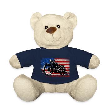 USA Drapeau vieille moto idées cadeaux motards - Nounours - bleu marine - Devant