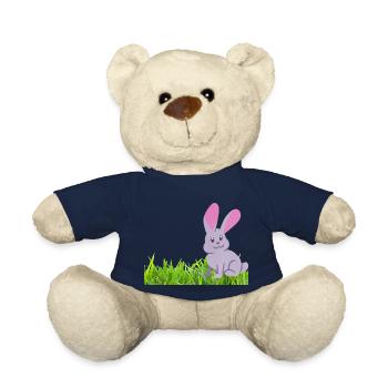 Rabbit on grass - Teddy Bear - french navy - Front