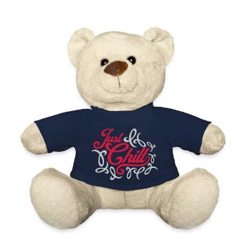 Just Chill Text Logo - Teddy Bear - french navy - Front
