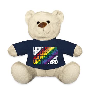 Lieber Schwul Und Lebensfroh - Lustiger Gay Spruch - Teddy - French Navy - Vorne