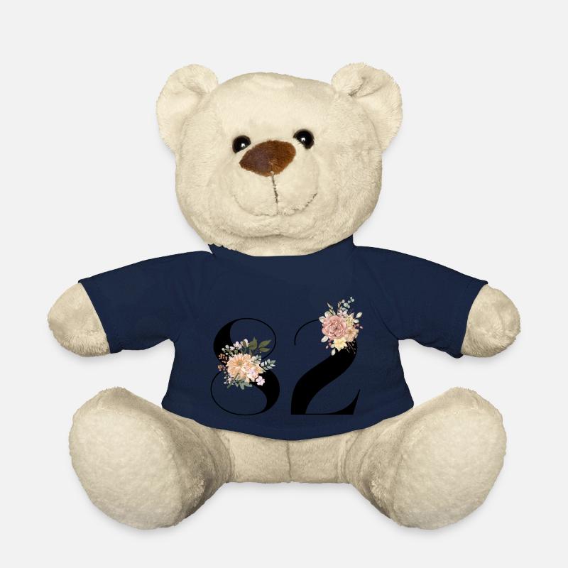 82e anniversaire fleuris (Cadeau de 82 ans) - Nounours - bleu marine