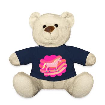 Niedliches, rosafarbenes, geflecktes Einhorn in einer Pastellwolke - Teddy - French Navy - Vorne