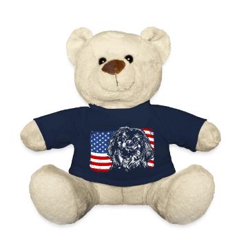 Pekingese America Flag Dog Dogs Wilsigns - Teddy Bear - french navy - Front