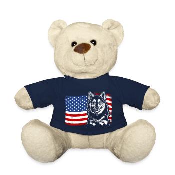 Pomsky America Flag Dog Dogs Wilsigns - Teddy Bear - french navy - Front