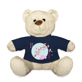 Cherry Blossom Branch - Teddy Bear - french navy - Front