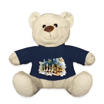 Oil on chess canvas - Teddy Bear - french navy - Front