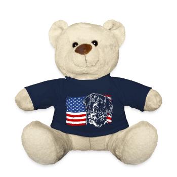 Small Münsterländer America Flag Dog Dogs - Teddy Bear - french navy - Front