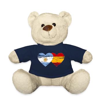 Argentina Spain Flag Heart Used - Teddy Bear - french navy - Front