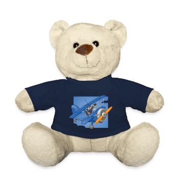 Fröhlicher Pilot in einem blauen Flugzeug. - Teddy - French Navy - Vorne