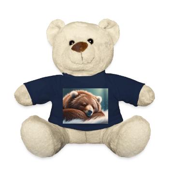 Cute animals doing hibernation – brown bear - Teddy Bear - french navy - Front
