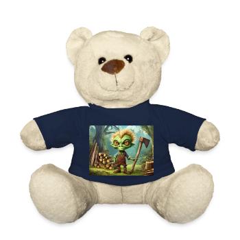 mignon petit extraterrestre rétro vert est la gravure sur bois - Nounours - bleu marine - Devant