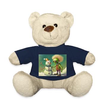 alien is building a snowman - Teddy Bear - french navy - Front
