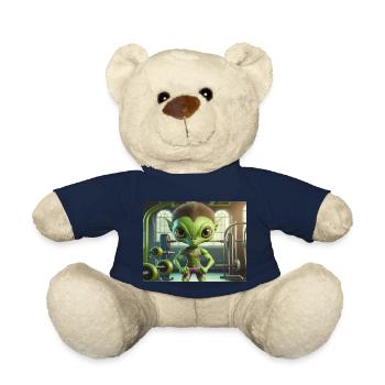 cute little alien everyday life – workout gym - Teddy Bear - french navy - Front