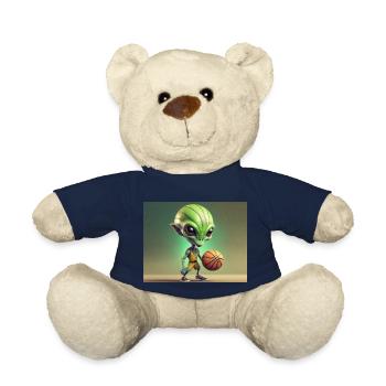 niedliche kleine grüne retro vintage alien basketball - Teddy - French Navy - Vorne