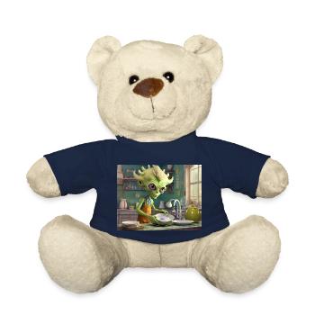 niedliche kleine grüne retro vintage alien jeden tag - Teddy - French Navy - Vorne