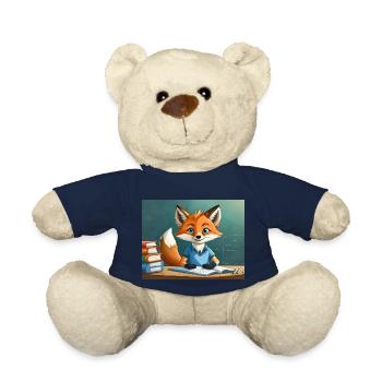 cute little fiend fox everyday life – is reading - Teddy Bear - french navy - Front