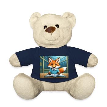 cute little fiend fox everyday life – is reading - Teddy Bear - french navy - Front