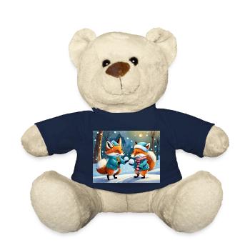 niedlicher kleiner Teufel Fuchs Alltag – Schnee spielen - Teddy - French Navy - Vorne