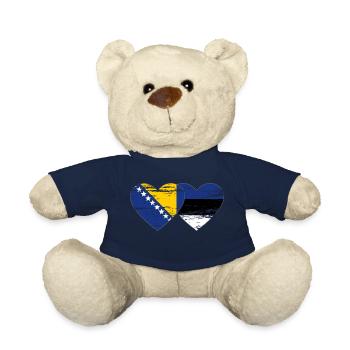 Bosnie Estonie drapeau coeur utilisé - Nounours - bleu marine - Devant