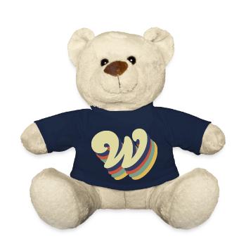 Retro Letter w - Teddy Bear - french navy - Front