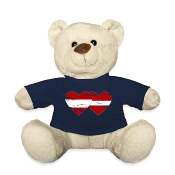 Autriche Lettonie drapeau coeur utilisé - Nounours - bleu marine - Devant