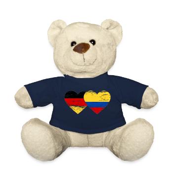 Germany Colombia Flag Heart Used - Teddy Bear - french navy - Front