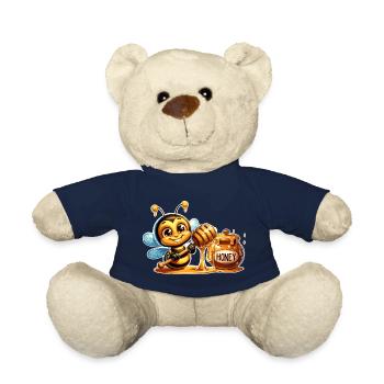 Abeille sucrée grignotant le pot de miel - Nounours - bleu marine - Devant