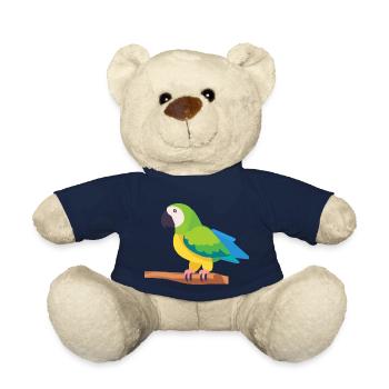 Papagei bunt Ara Vogel auf Ast - Teddy - French Navy - Vorne